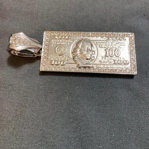 Silver Tone 100 Benjamin Pendant